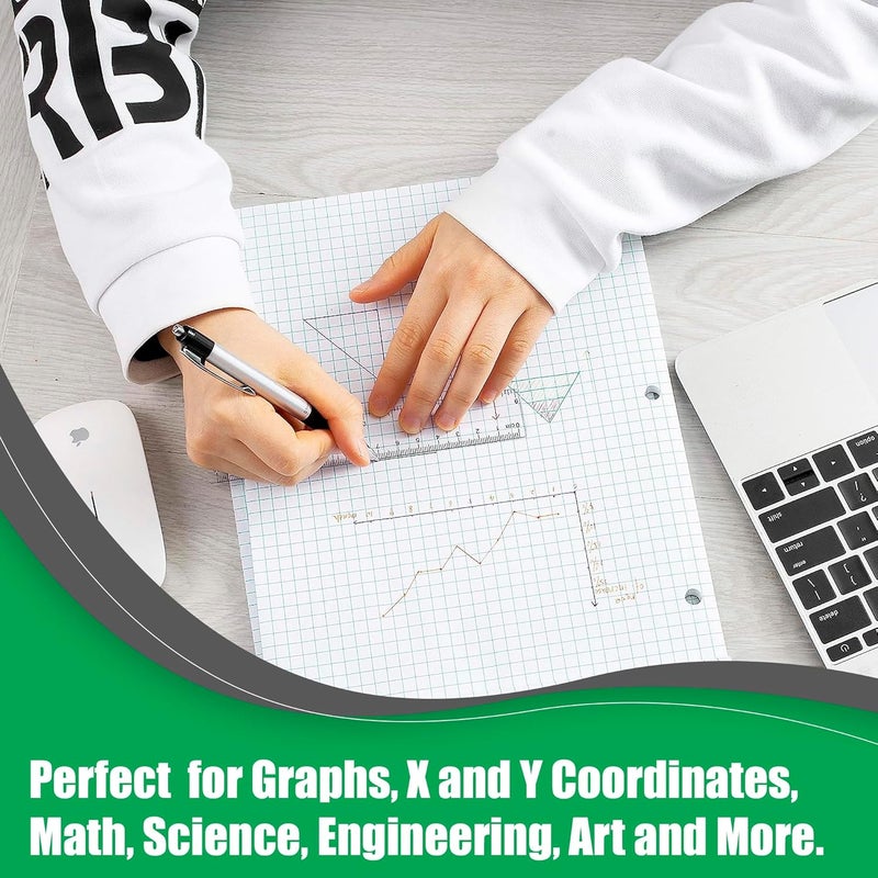 Manaloom Graph Paper, Filler Paper Loose leaf Graph Paper - 8” x 10.5" - Graph Ruled, 4x4 Quad Ruled Notebook Paper, 3 Hole Punched Loose leaf Papers for 3 Ring Binders - 100 Sheets per Pack (6 Pack) - Image 5